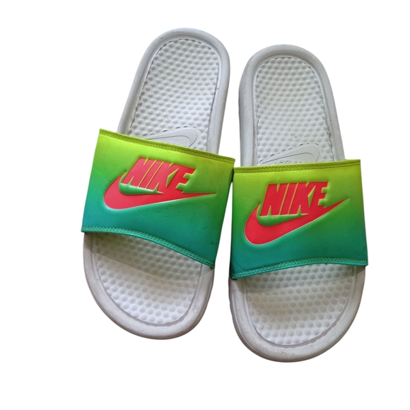 Nike Vibrant Green and Yellow Slide‎ Sandals - Picture 1 of 3